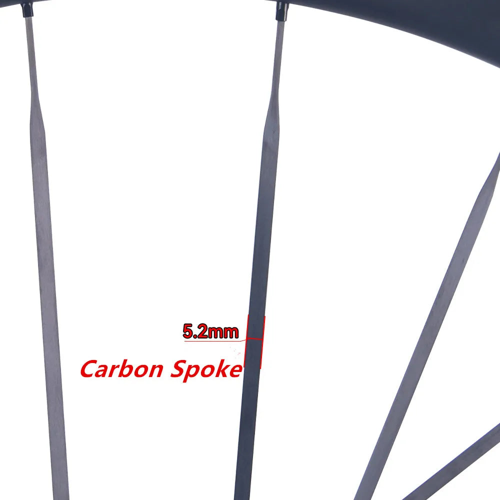 700C 1353g 60mm 5.2mm Carbon Spoke Wheels Road Bike Disc Brake Clincher Tubeless