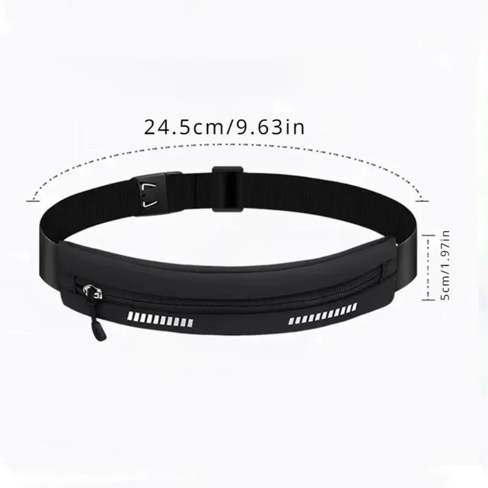 Waterproof Running Waist Bag - Adjustable Fitness Belt w/Phone Holder & Key Pouch for Jogging/Hiking/Travel, Reflective