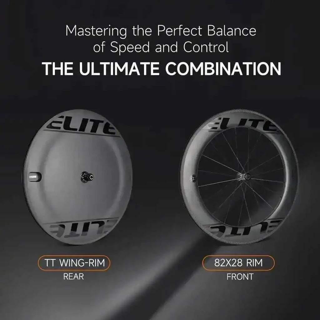 ELITEWHEELS AERO-TT Wheels Carbon Fiber Triathlon Wheelst  V Brake Tubeless Clincher Wheel For TT Bike Racing