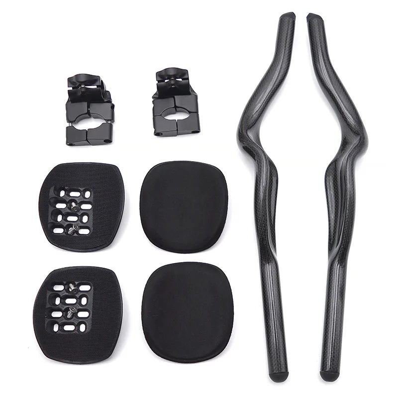 Road Bike Triathlon Time Trial 3K Full Carbon Bicycle Rest TT Handlebar 35° For Aero Handlebar Extension With Clip