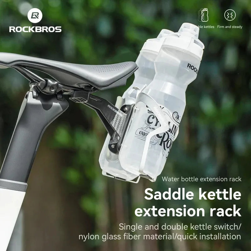 ROCKBROS Bike Water Bottle Cage Rear Saddle Bicycle Bottle Holder Dual Mount Adapter Extension for Triathlon