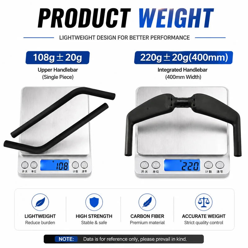 No Logo Aero Carbon Fiber Triathlon Bicycle Handlebar TT Bar HB095 15-Degree Angle Suitable for Left Or Right Arm Use