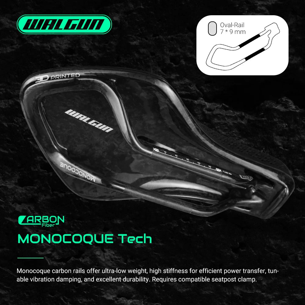 Carbon 3D Printed Bike Saddle 210g Monocoque Oval 7x9mm For TT Triathlon