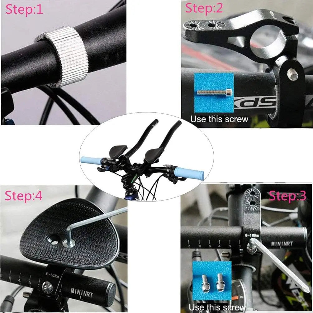 TT Handlebar Aero Bars Bicycle Rest Handlebar Bike Aluminium Alloy Arm Rest Handlebar Bicycle Tri Bars Relaxlation Handlebars