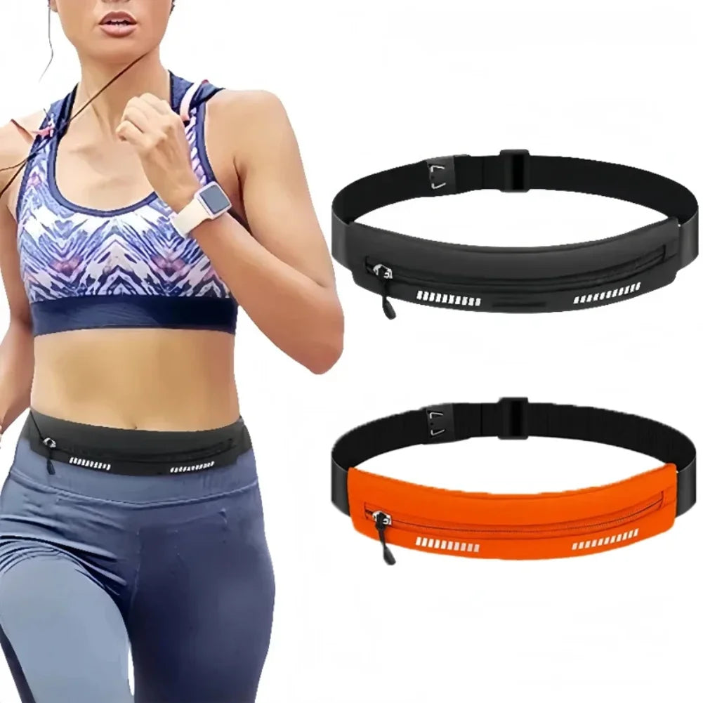 Waterproof Running Waist Bag - Adjustable Fitness Belt w/Phone Holder & Key Pouch for Jogging/Hiking/Travel, Reflective