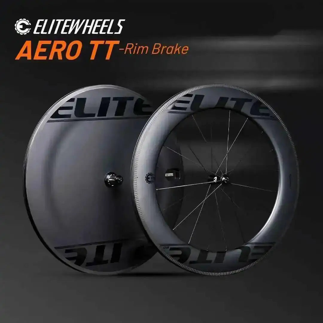 ELITEWHEELS AERO-TT Wheels Carbon Fiber Triathlon Wheelst  V Brake Tubeless Clincher Wheel For TT Bike Racing