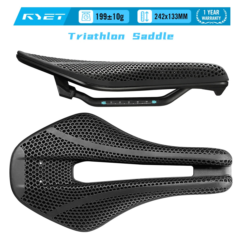 2026 3D Printed TT Saddle 242x133mm 179g Superlight Carbon Fiber Rail Short Nose Aero Time Trial Triathlon Bike Seating Cushions