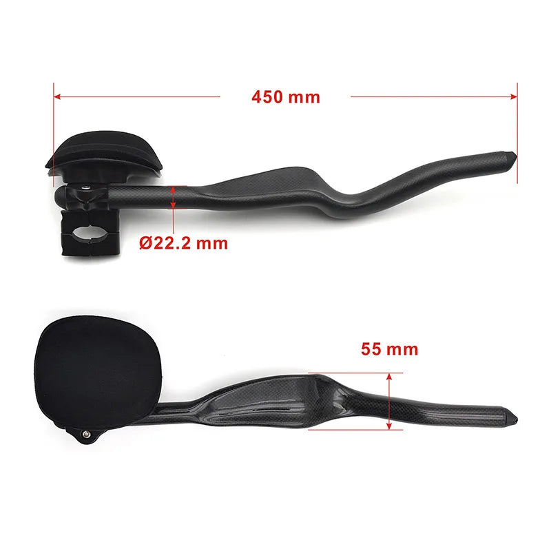 Road Bike Triathlon Time Trial 3K Full Carbon Bicycle Rest TT Handlebar 35° For Aero Handlebar Extension With Clip