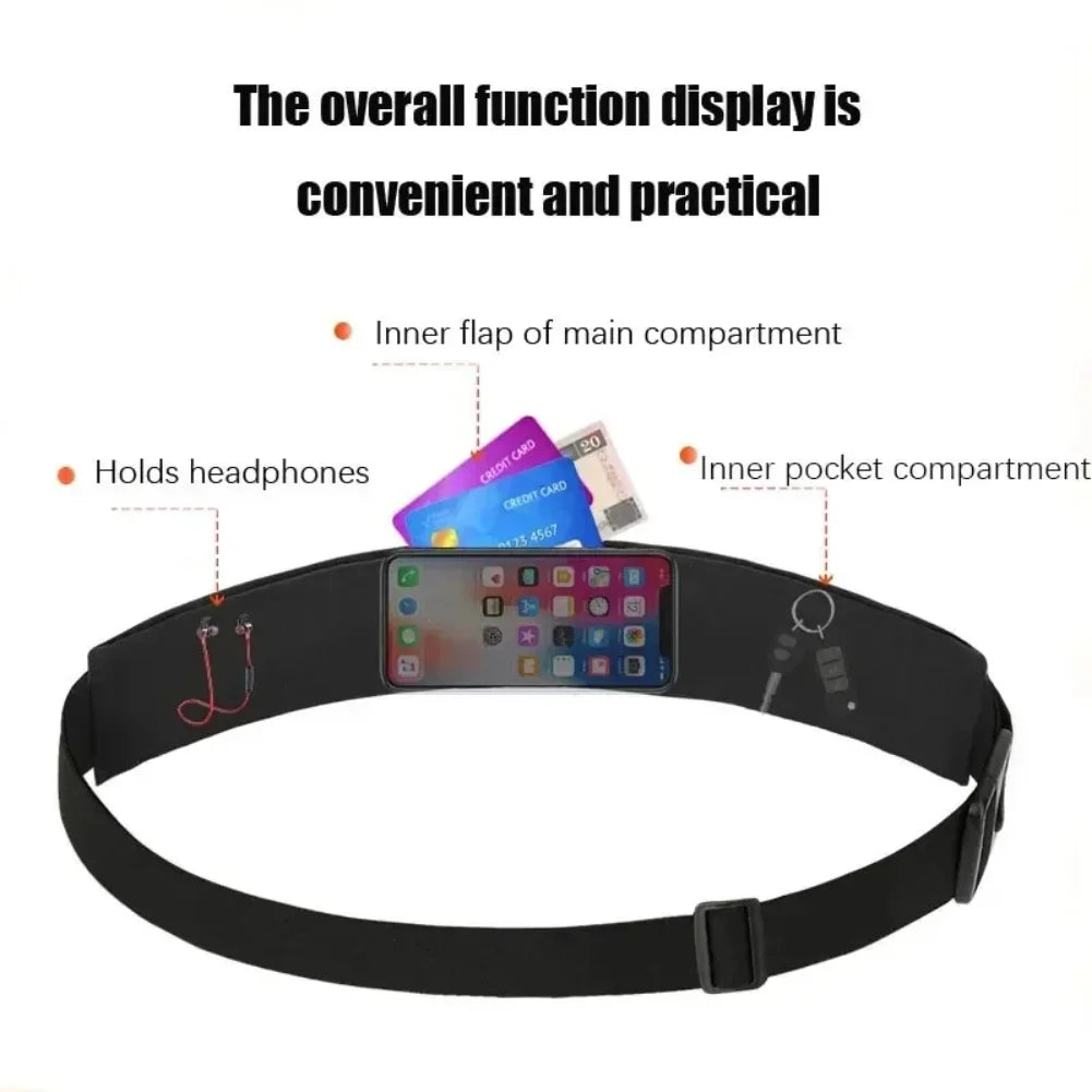 Waterproof Running Waist Bag - Adjustable Fitness Belt w/Phone Holder & Key Pouch for Jogging/Hiking/Travel, Reflective