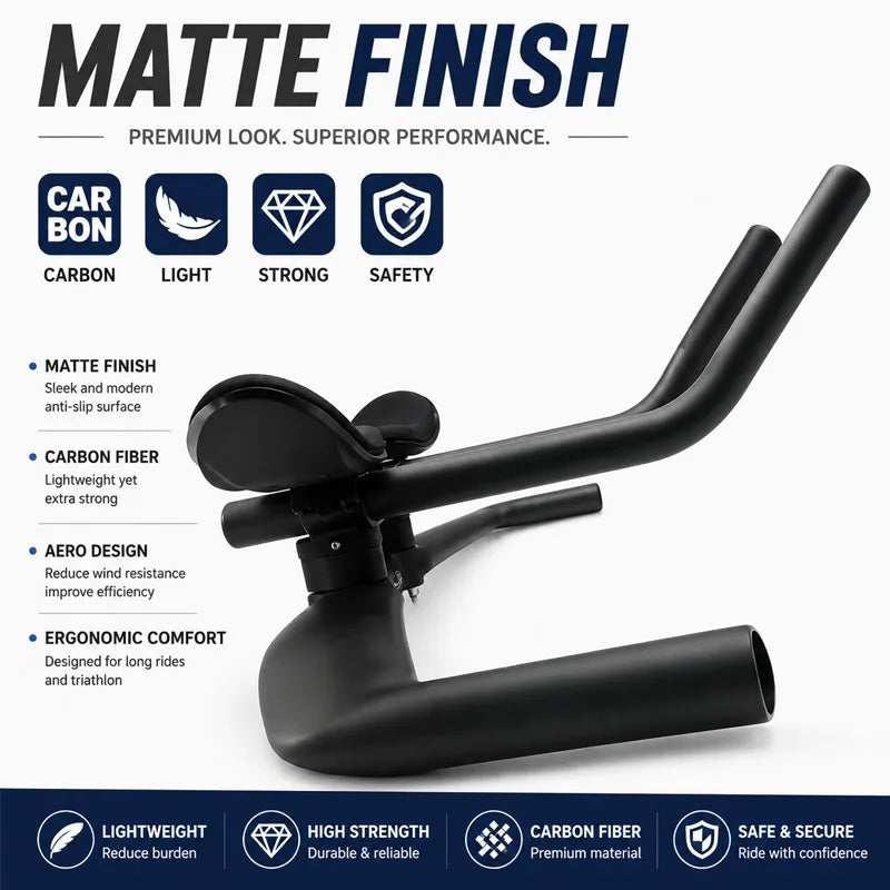 No Logo Aero Carbon Fiber Triathlon Bicycle Handlebar TT Bar HB095 15-Degree Angle Suitable for Left Or Right Arm Use
