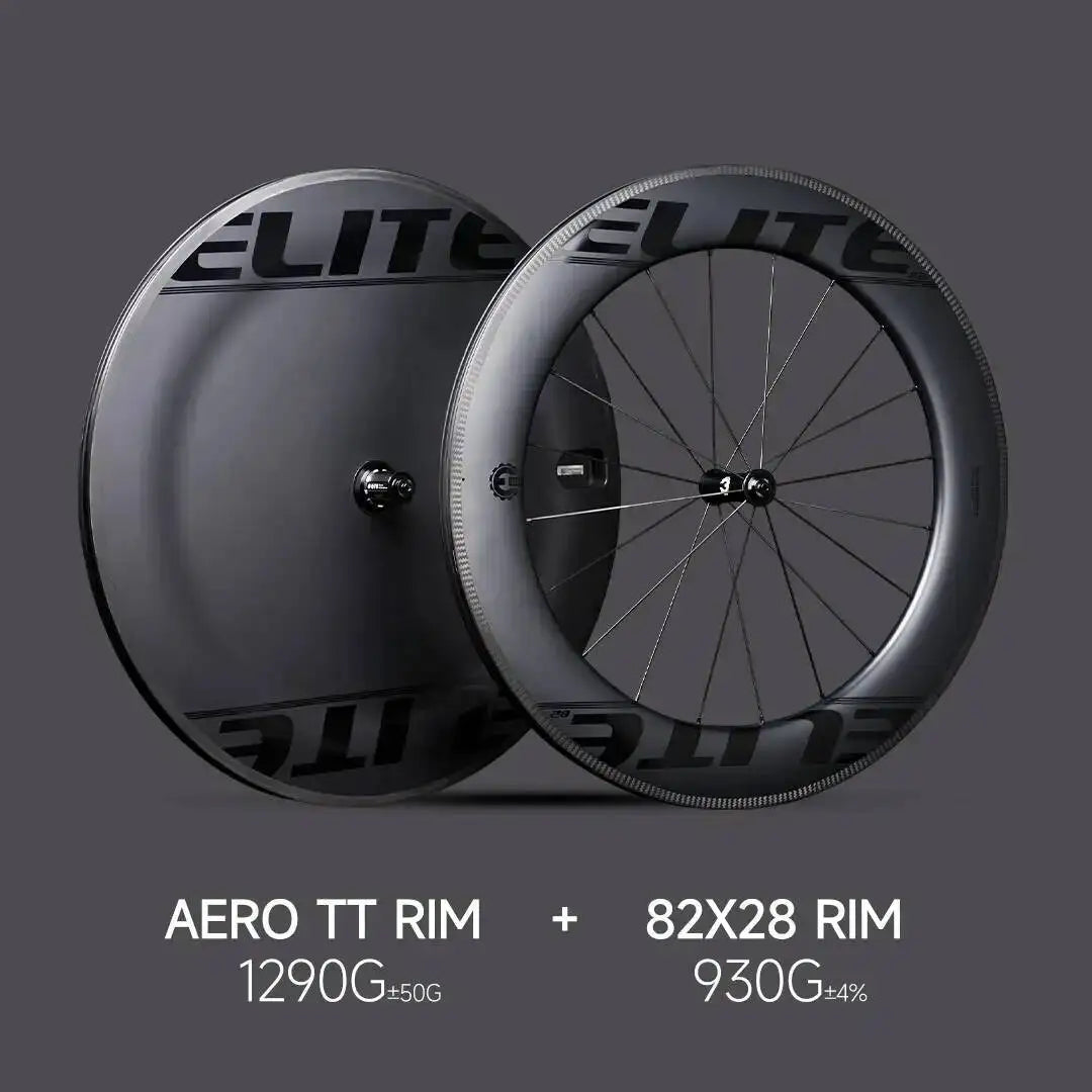 ELITEWHEELS AERO-TT Wheels Carbon Fiber Triathlon Wheelst  V Brake Tubeless Clincher Wheel For TT Bike Racing