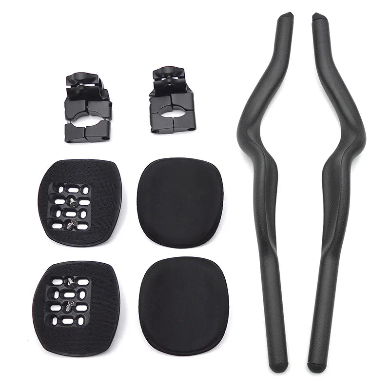 Road Bike Triathlon Time Trial 3K Full Carbon Bicycle Rest TT Handlebar 35° For Aero Handlebar Extension With Clip