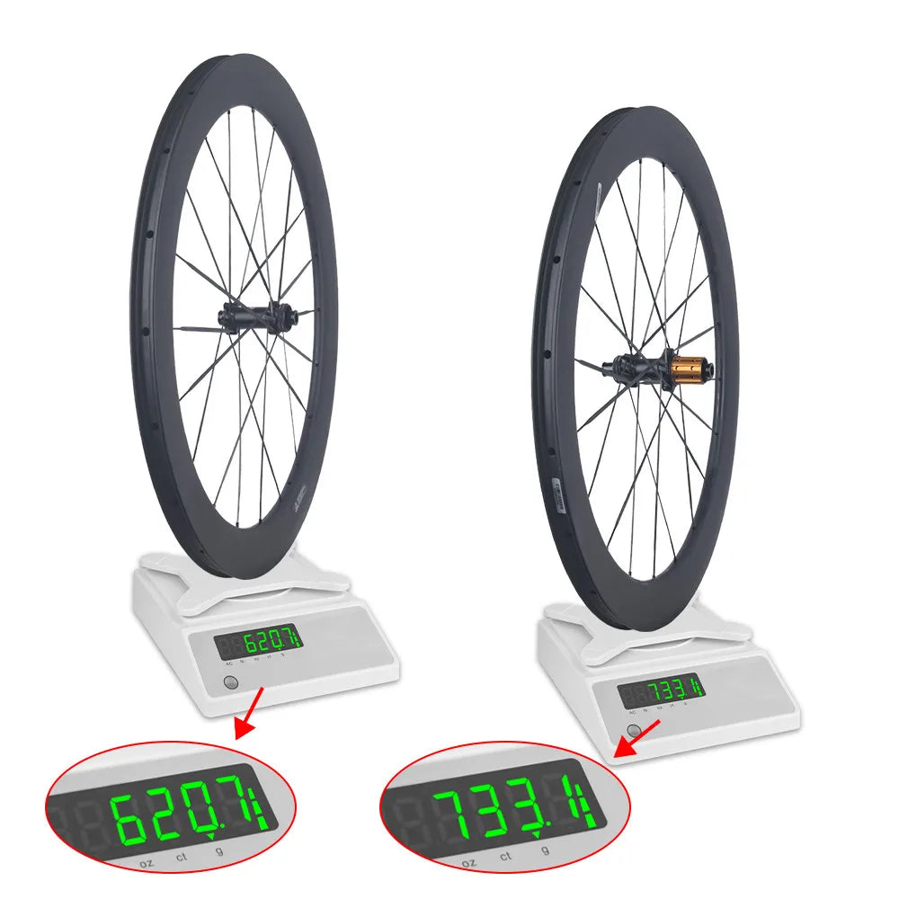 700C 1353g 60mm 5.2mm Carbon Spoke Wheels Road Bike Disc Brake Clincher Tubeless