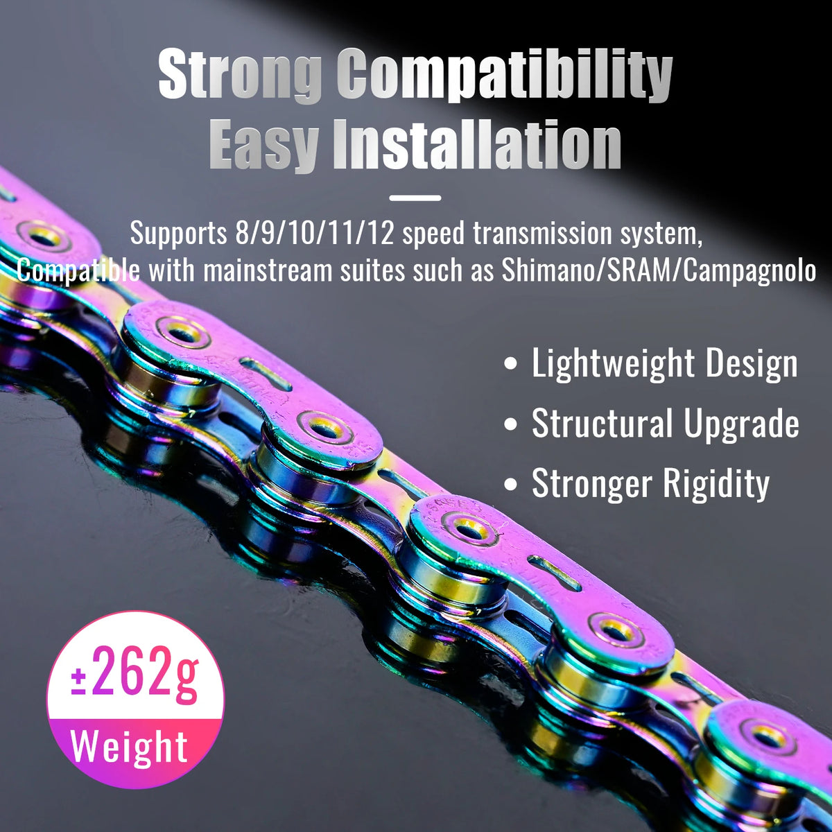 12 Speed Bike Chain SL Full/EL Half Hollow 126L MTB Road Chain for Shimano SRAM Campagnolo Rainbow Gold Oil Slick Ultraligh