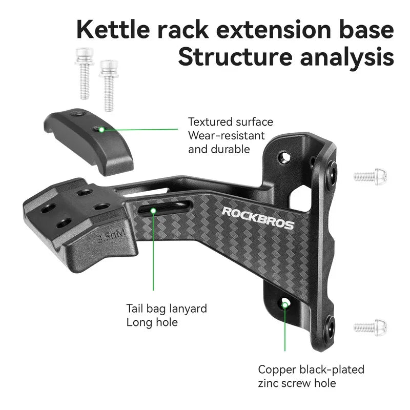 ROCKBROS Bike Water Bottle Cage Rear Saddle Bicycle Bottle Holder Dual Mount Adapter Extension for Triathlon
