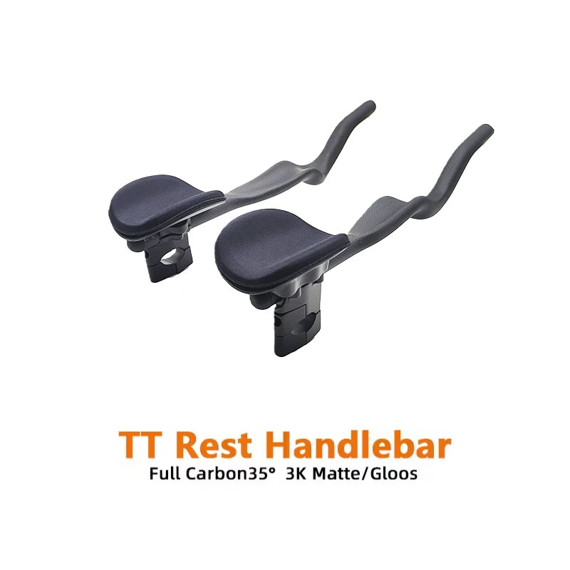 Road Bike Triathlon Time Trial 3K Full Carbon Bicycle Rest TT Handlebar 35° For Aero Handlebar Extension With Clip