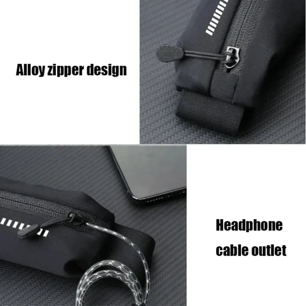 Waterproof Running Waist Bag - Adjustable Fitness Belt w/Phone Holder & Key Pouch for Jogging/Hiking/Travel, Reflective